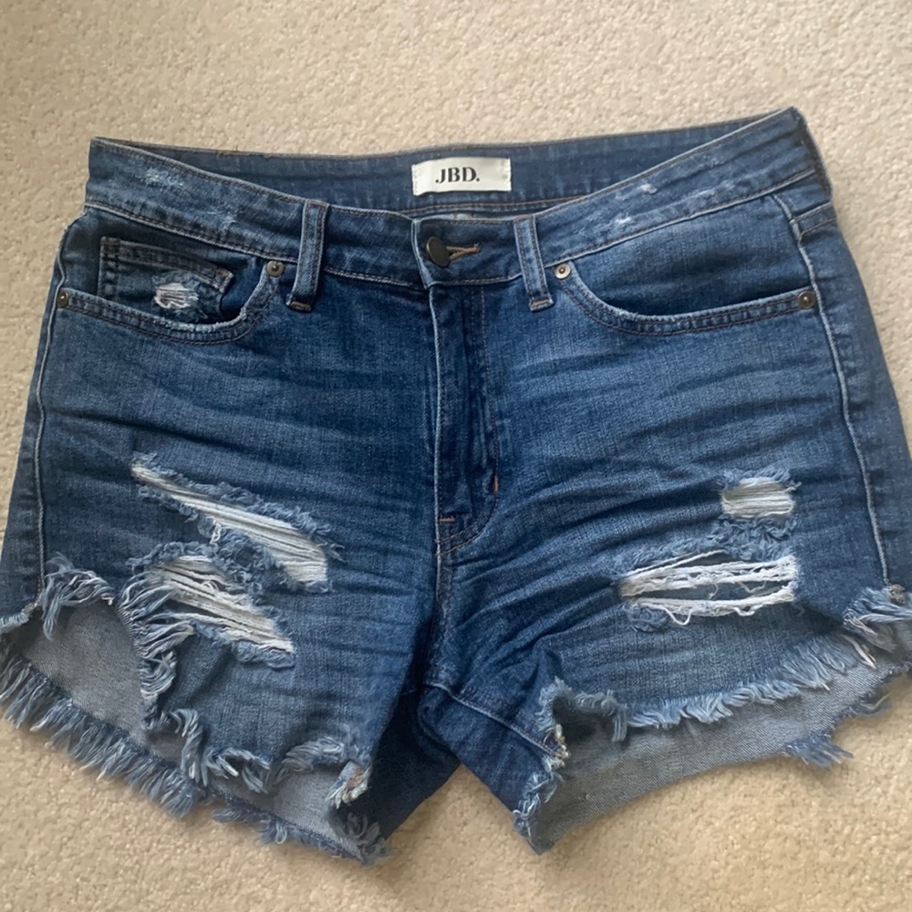 JBD distressed denim shorts. Size medium.